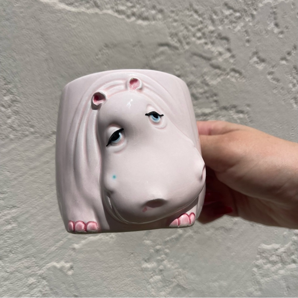Vintage 80s Fitz and Floyd Pink Hippo Mug - Picture 3 of 4
